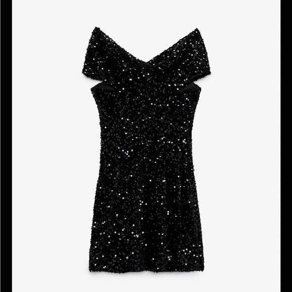 ZARA SEQUINED VELVET DRESS - Picture 3 of 6